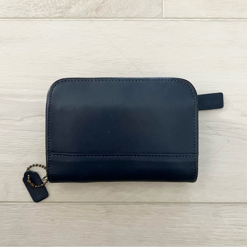 Vintage Navy Blue Coach Black Zip-Around Compact Clutch Style 6901 l - Picture 4 of 4